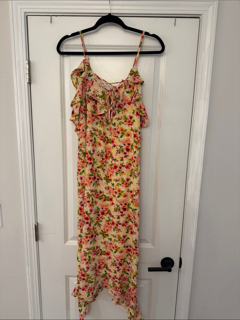 Emma & Michele Cream Floral Slip Dress with Pink and Green Accents